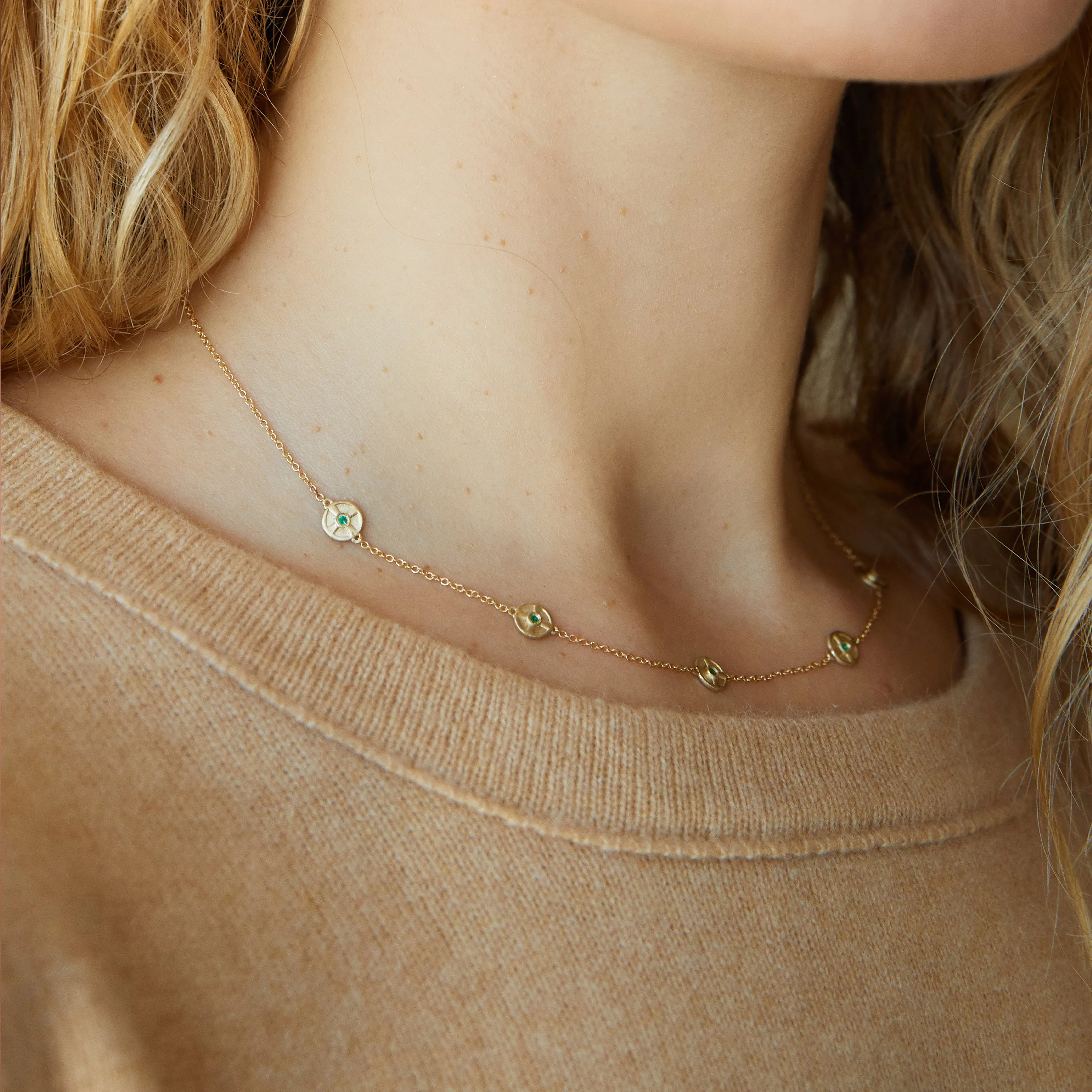 Emerald Station Necklace