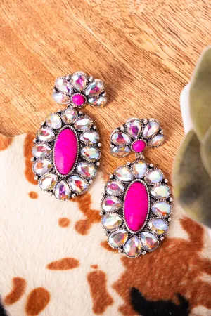 Emilia Iridescent Crystal and Fuchsia Earrings