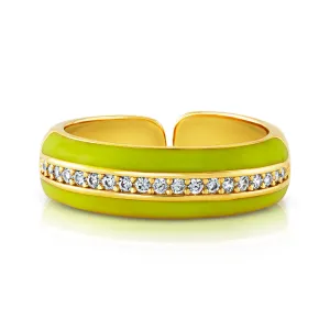 ENAMEL 1 ROW CZ RING, NEON YELLOW