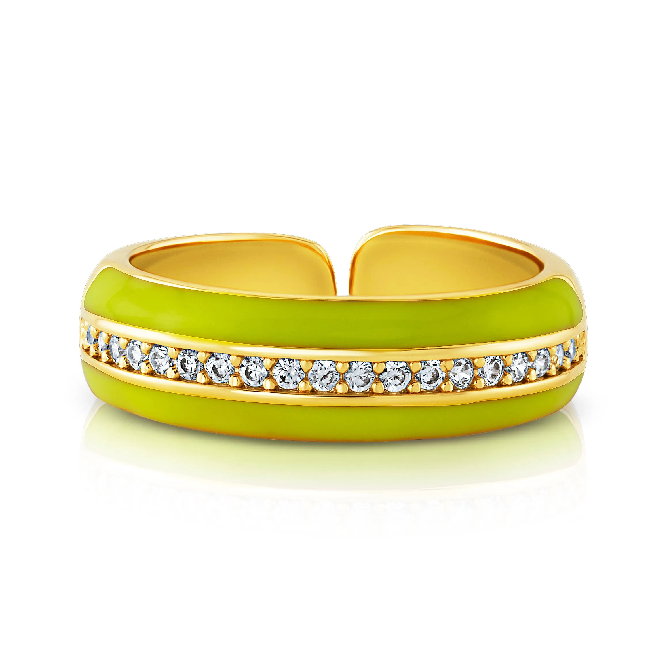 ENAMEL 1 ROW CZ RING, NEON YELLOW