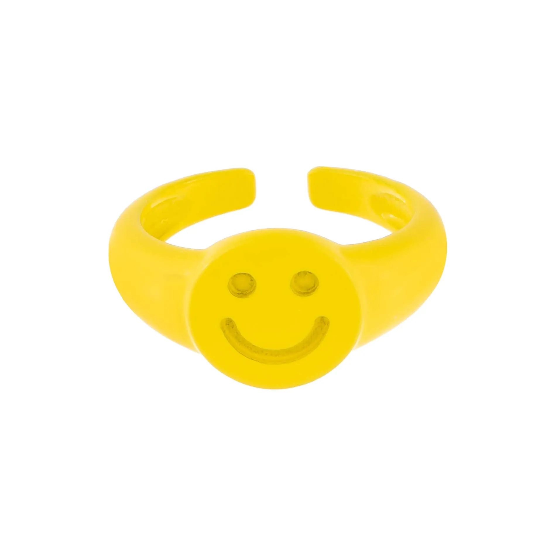 Enamel Adjustable Smiley Ring