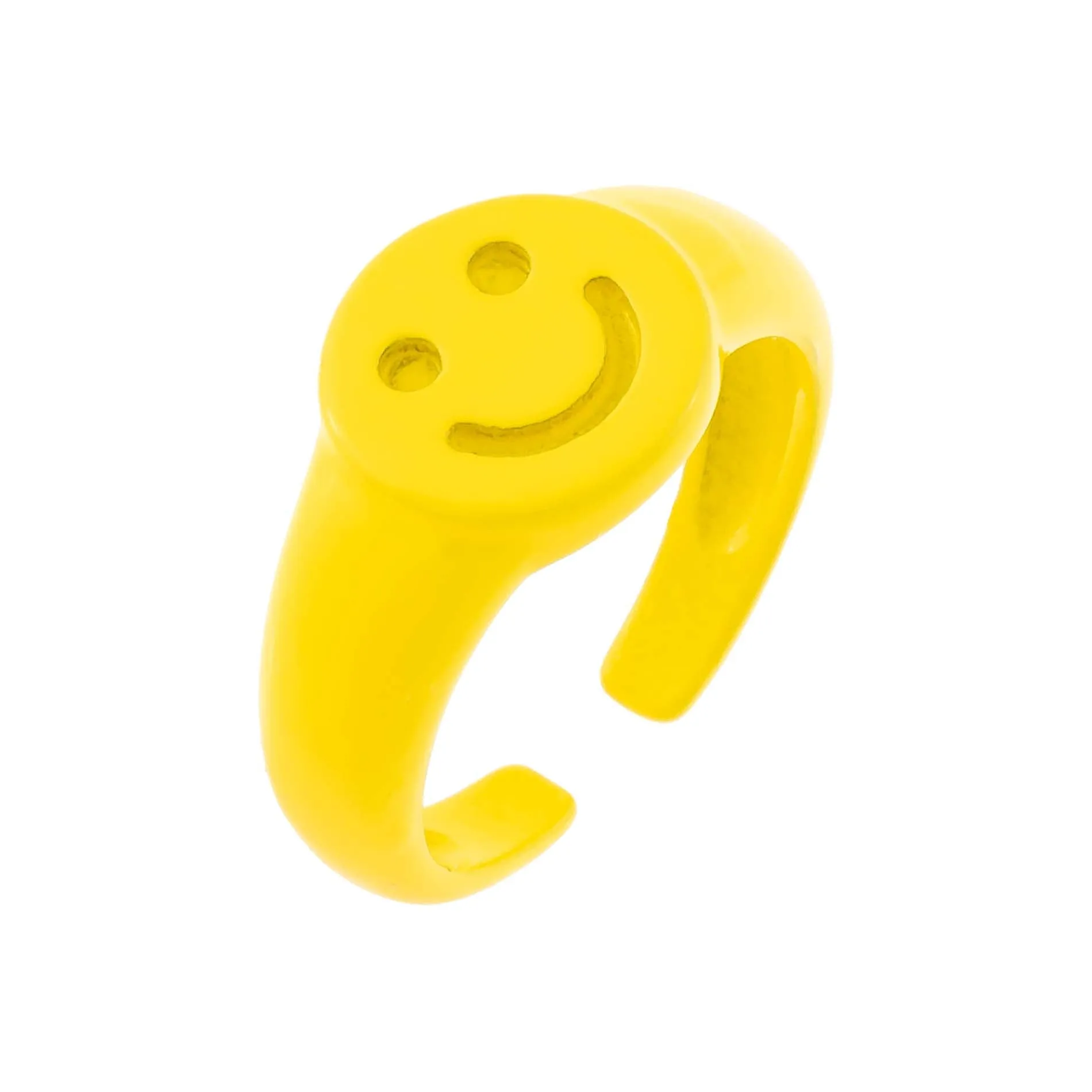 Enamel Adjustable Smiley Ring