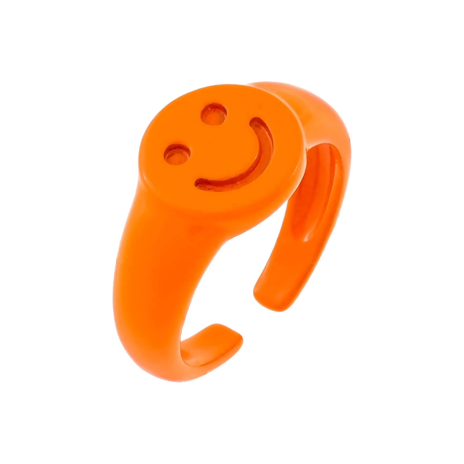 Enamel Adjustable Smiley Ring