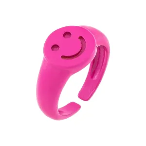 Enamel Adjustable Smiley Ring