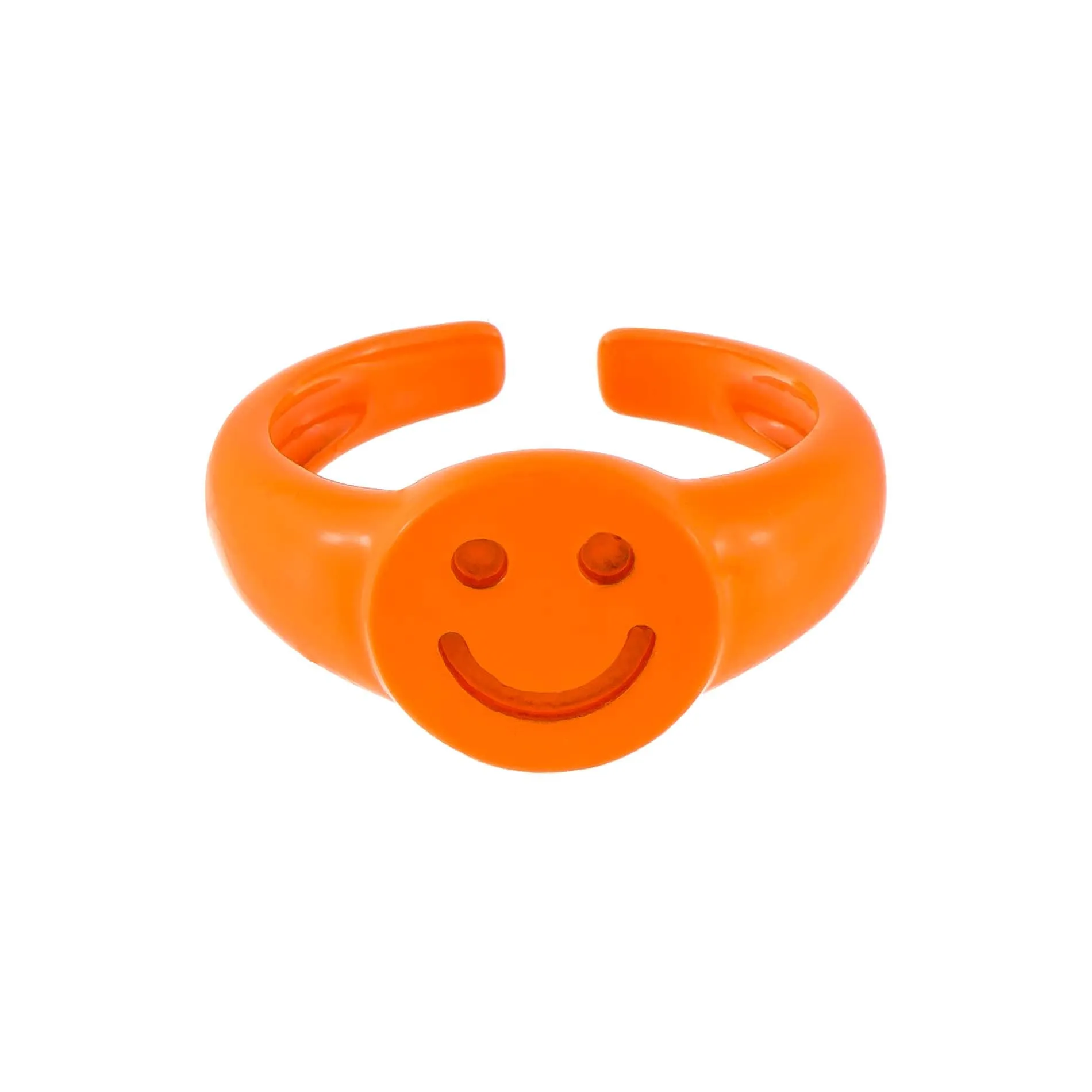 Enamel Adjustable Smiley Ring