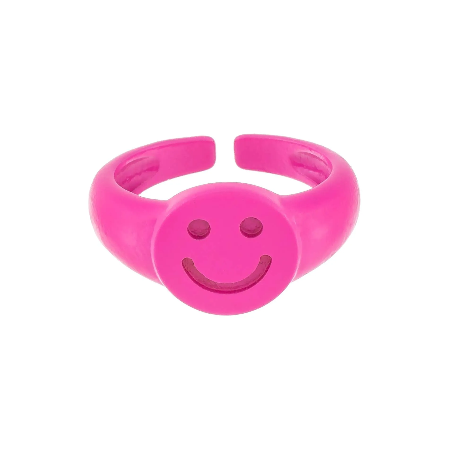 Enamel Adjustable Smiley Ring