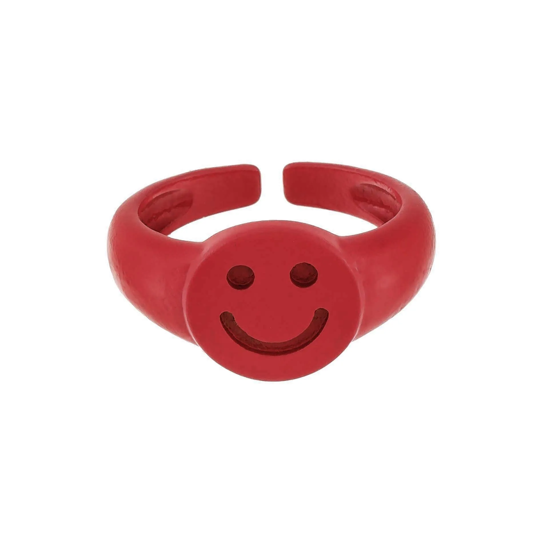 Enamel Adjustable Smiley Ring