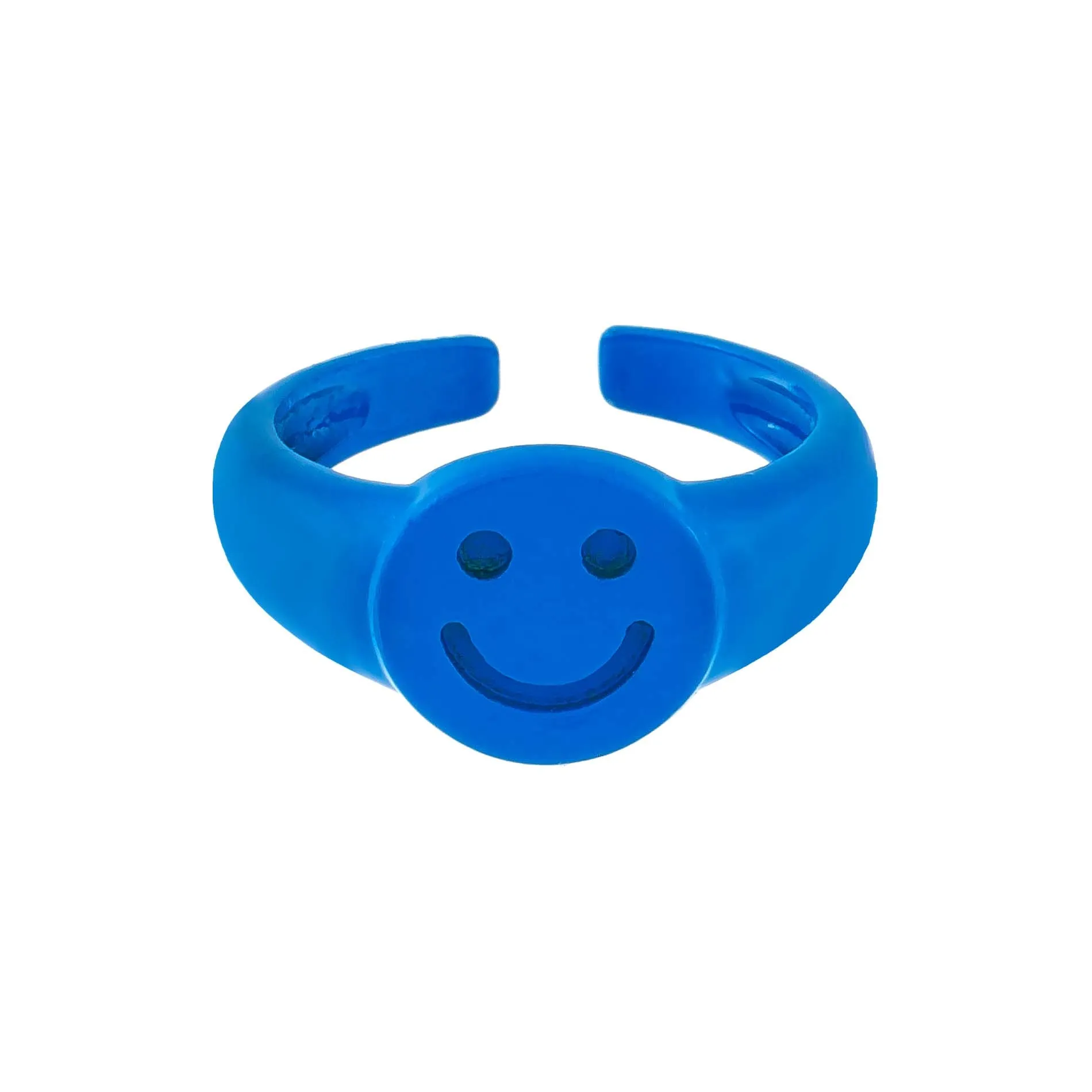 Enamel Adjustable Smiley Ring