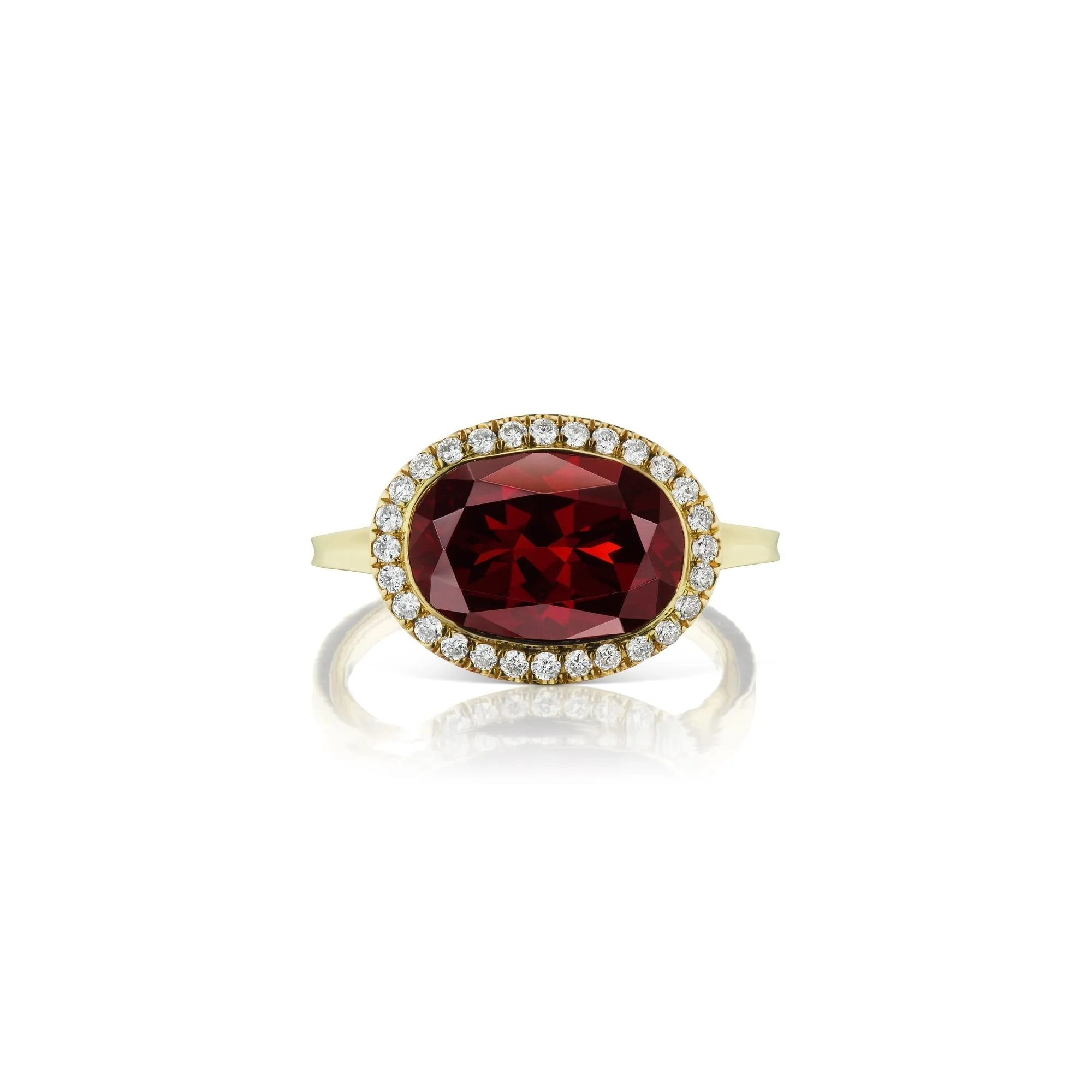 Enamel Cocktail Ring in Garnet