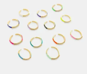 Enamel CZ Lined Rings