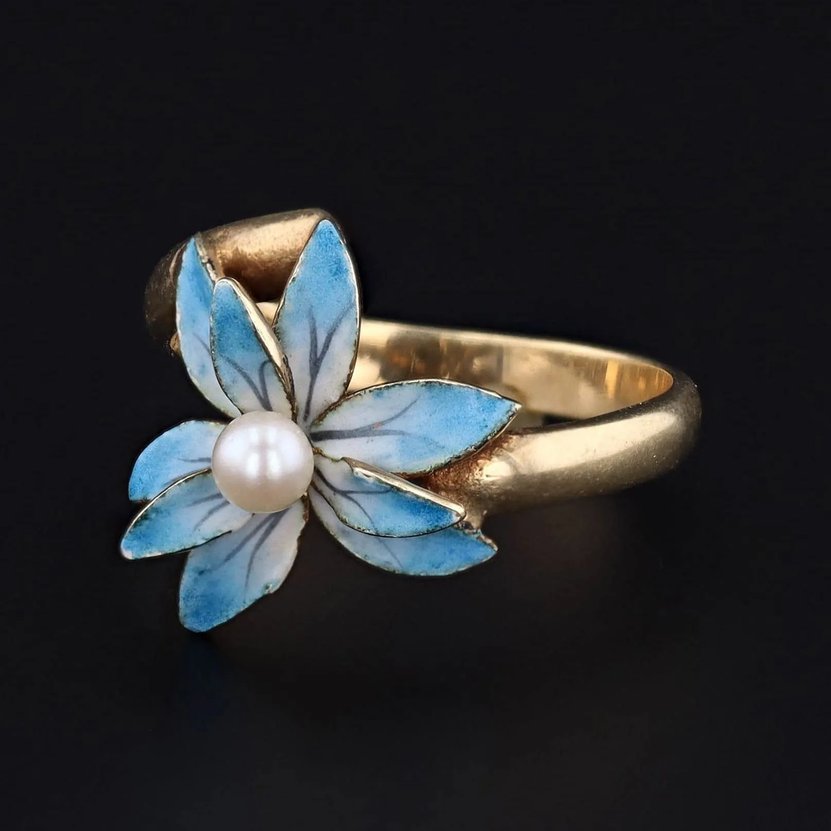 Enamel Flower Ring | Vintage Bypass Ring