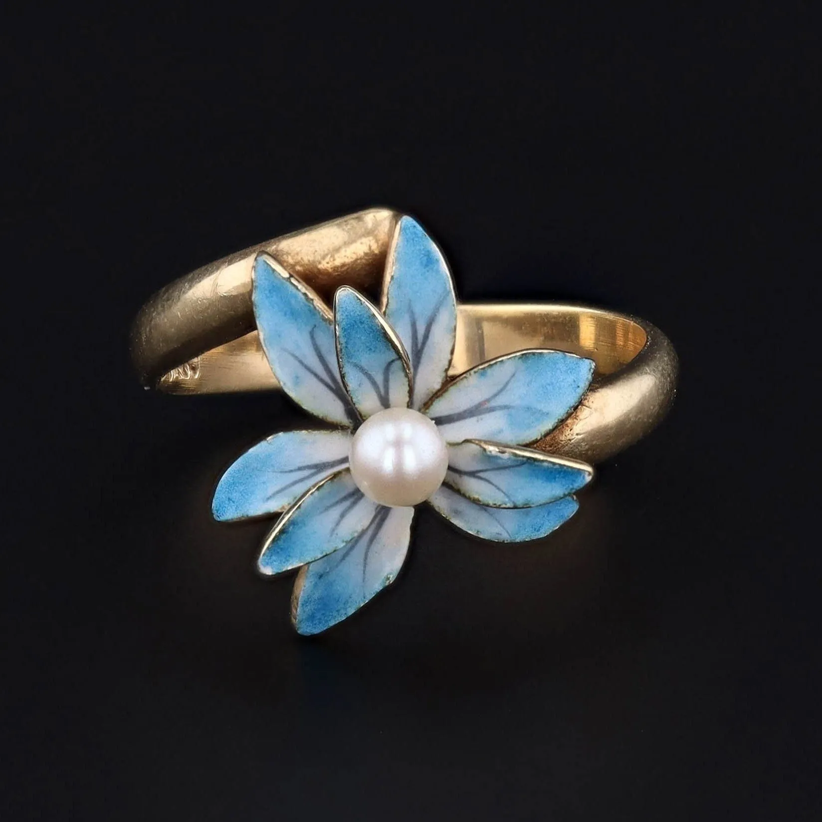 Enamel Flower Ring | Vintage Bypass Ring