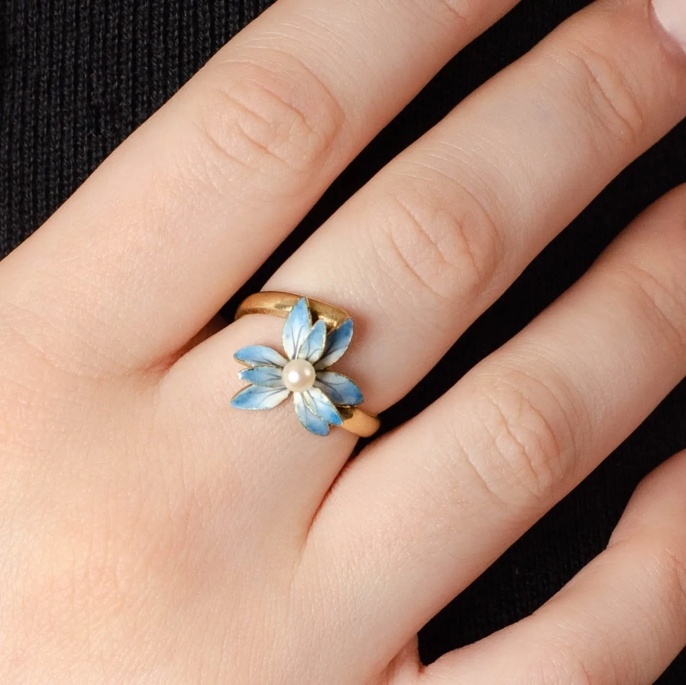 Enamel Flower Ring | Vintage Bypass Ring