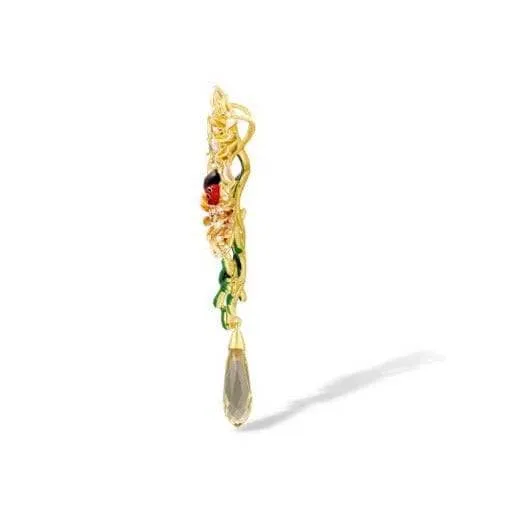 Enamel Flowers & Butterfly with Diamond Pendant