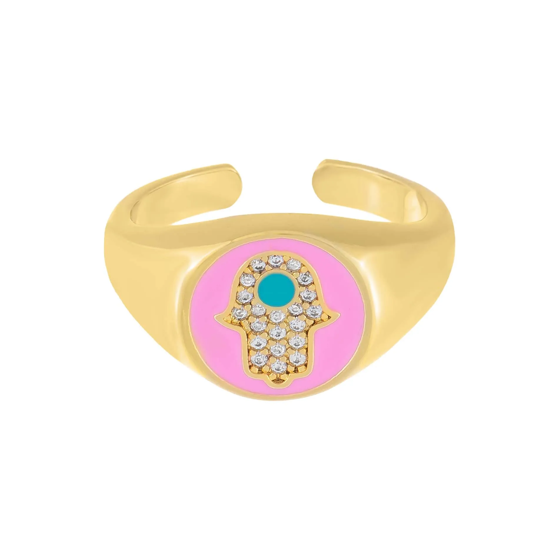Enamel Hamsa Adjustable Ring