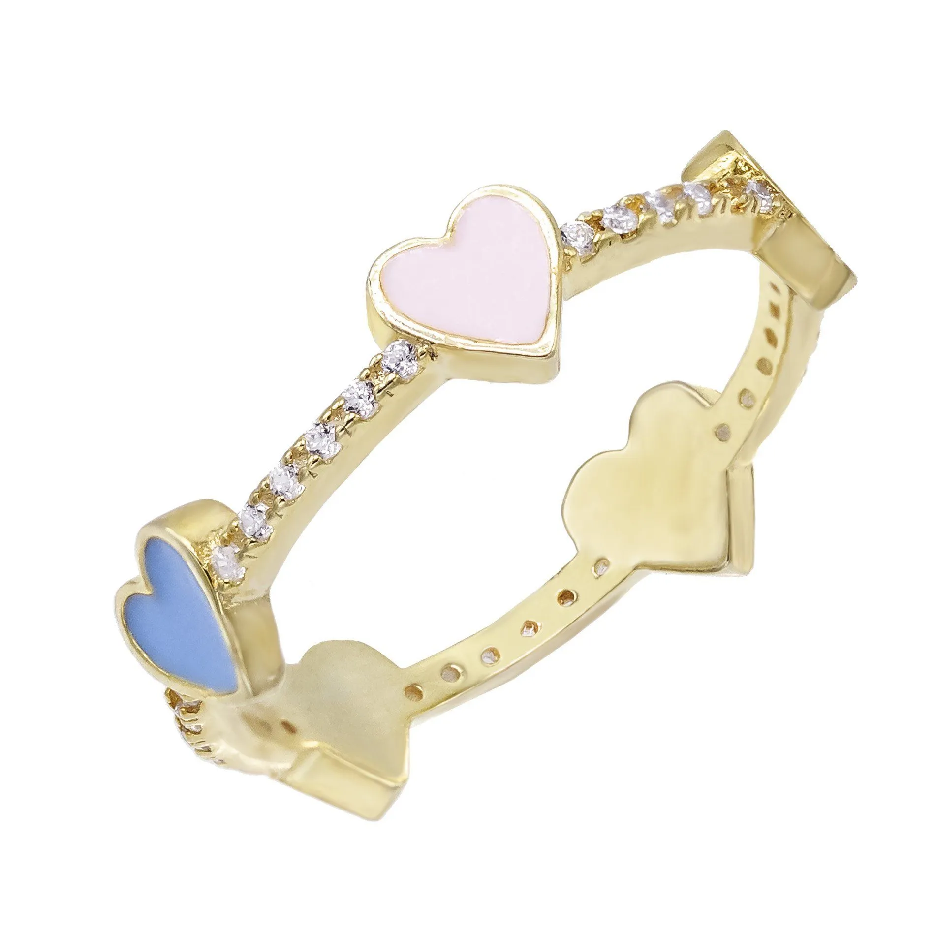 Enamel Hearts Ring