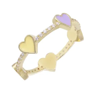Enamel Hearts Ring