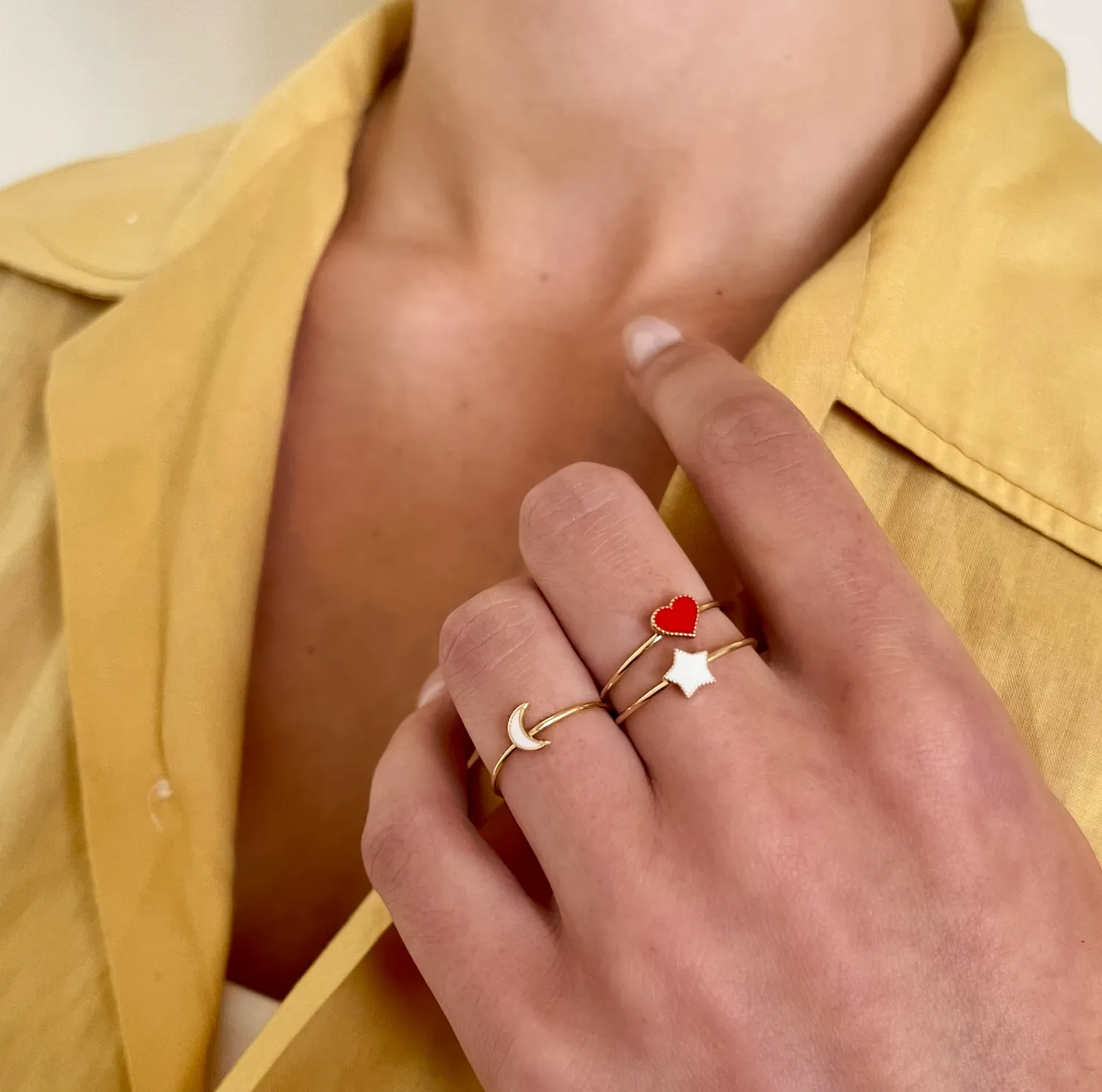 Enamel Moon Ring