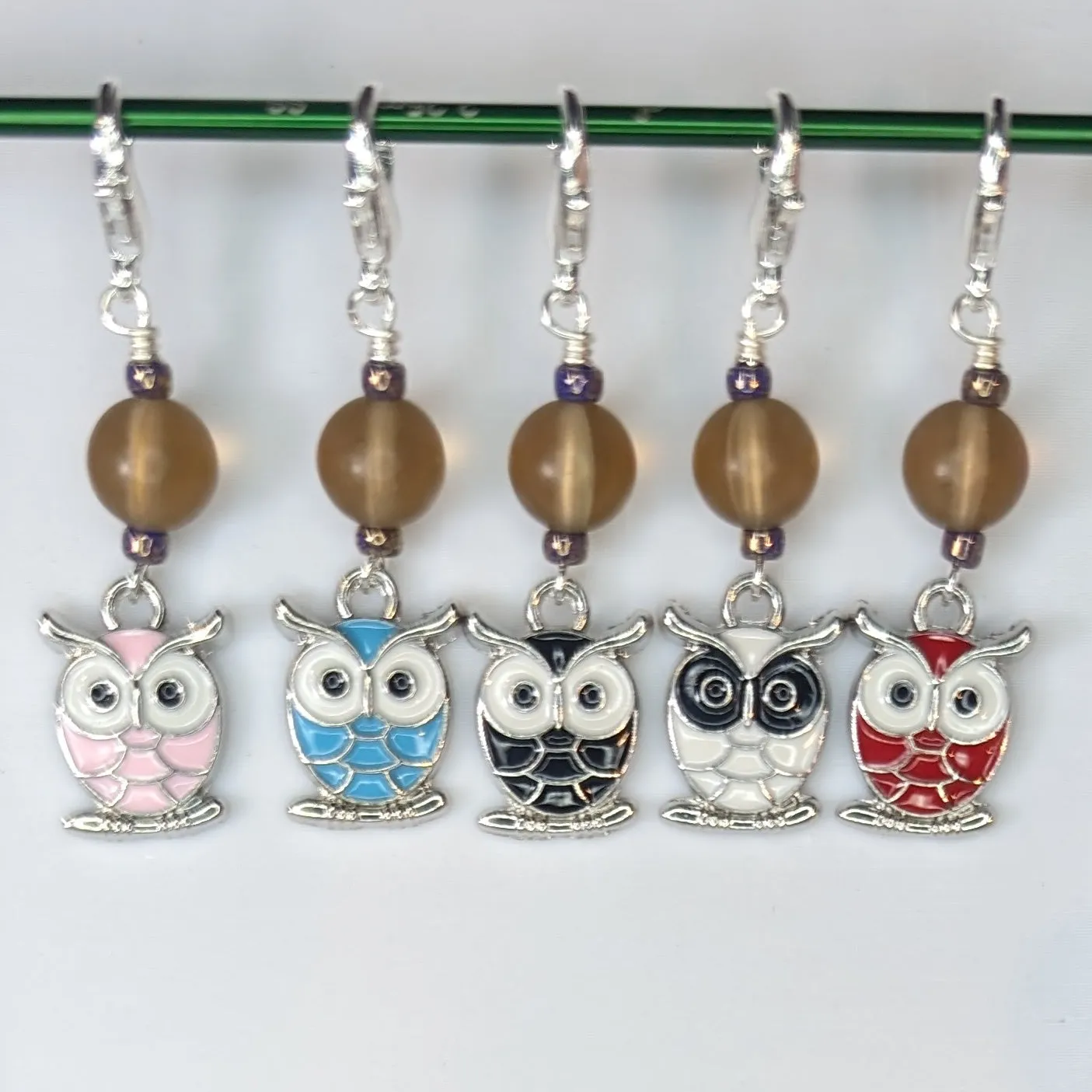 Enamel Owl Stitch Markers & Earrings