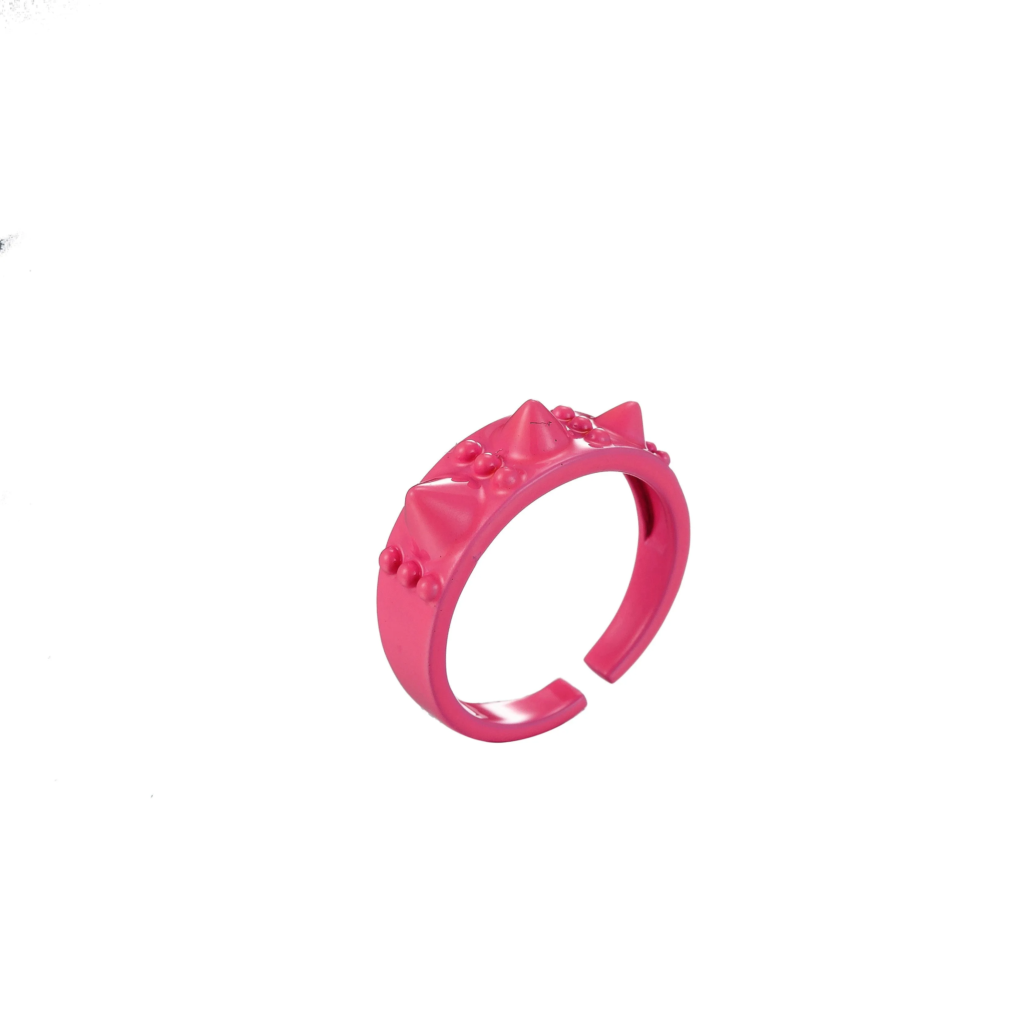 Enamel Pyramid Ring - Statement Ring - Spike Ring - Stud Ring - Geometric Ring - Stacking Ring Y2K Neon Colorful Ring Unisex Jewelry