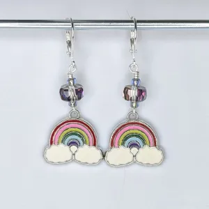 Enamel Rainbow Earrings & Stitch Markers