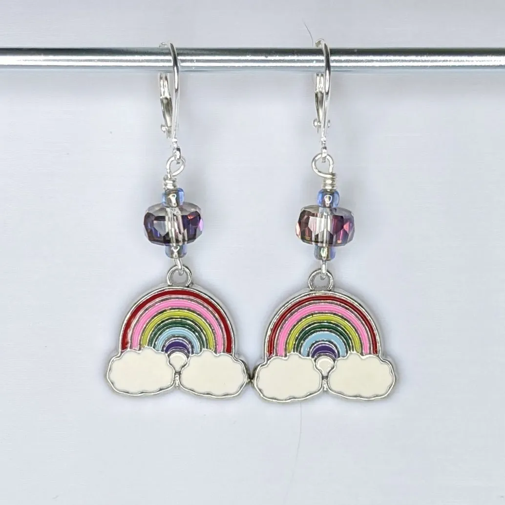 Enamel Rainbow Earrings & Stitch Markers