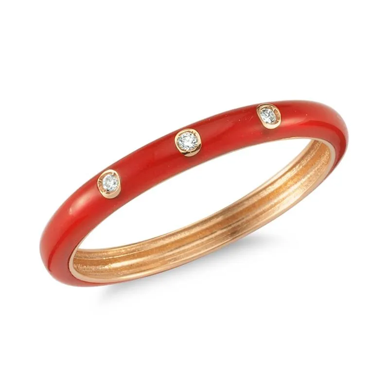 Enamel Segments Diamond Ring