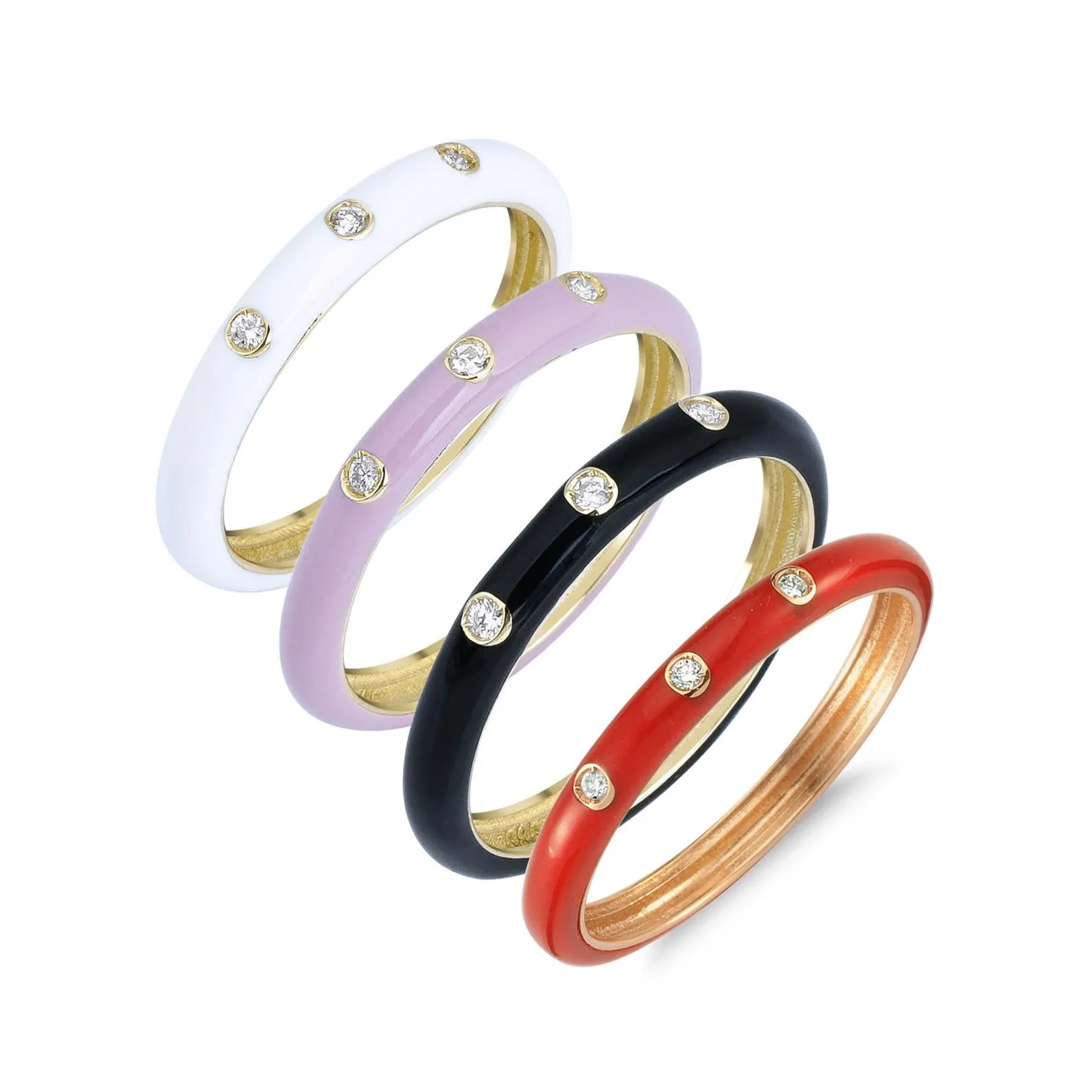 Enamel Segments Diamond Ring