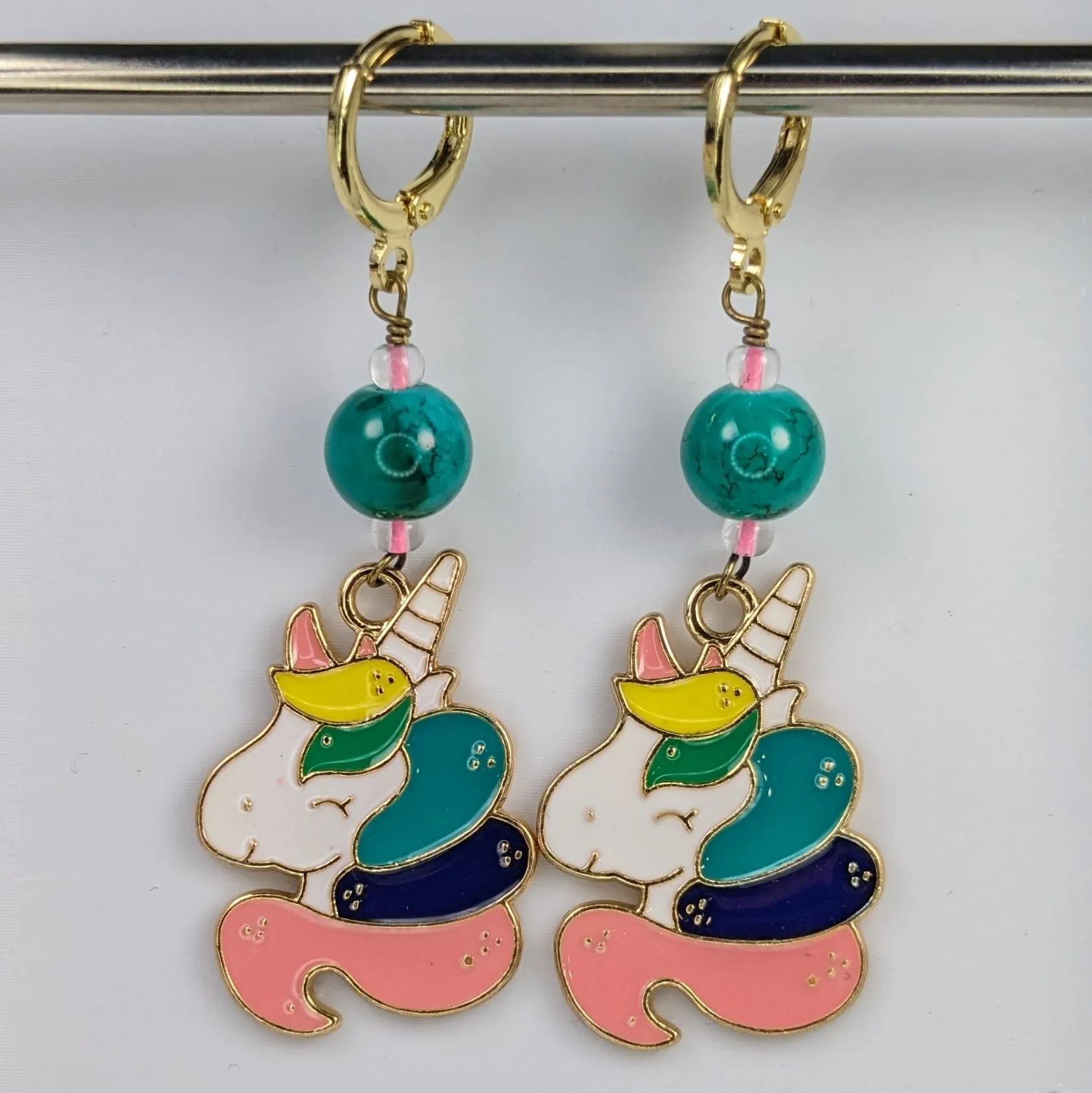 Enamel Unicorn Earrings & Stitch Markers
