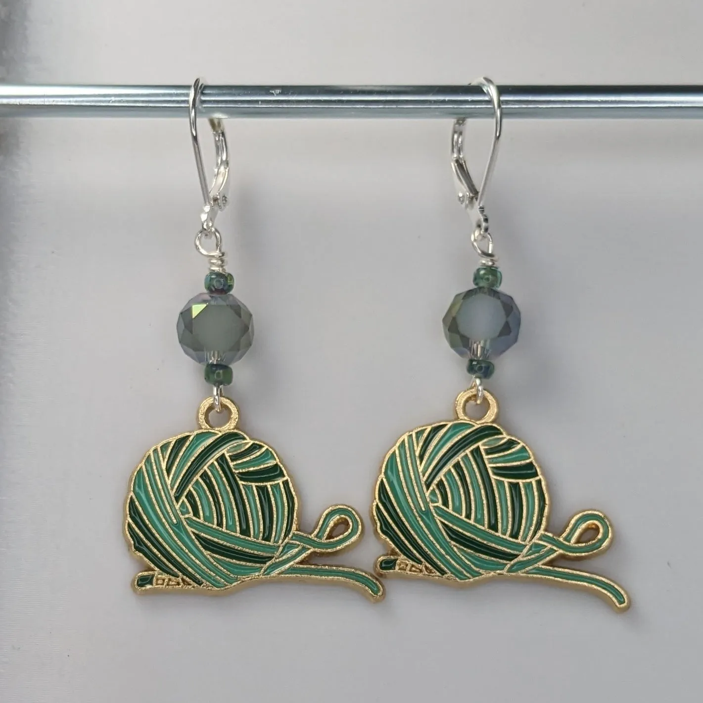 Enamel Yarn Ball Earrings & Stitch Markers