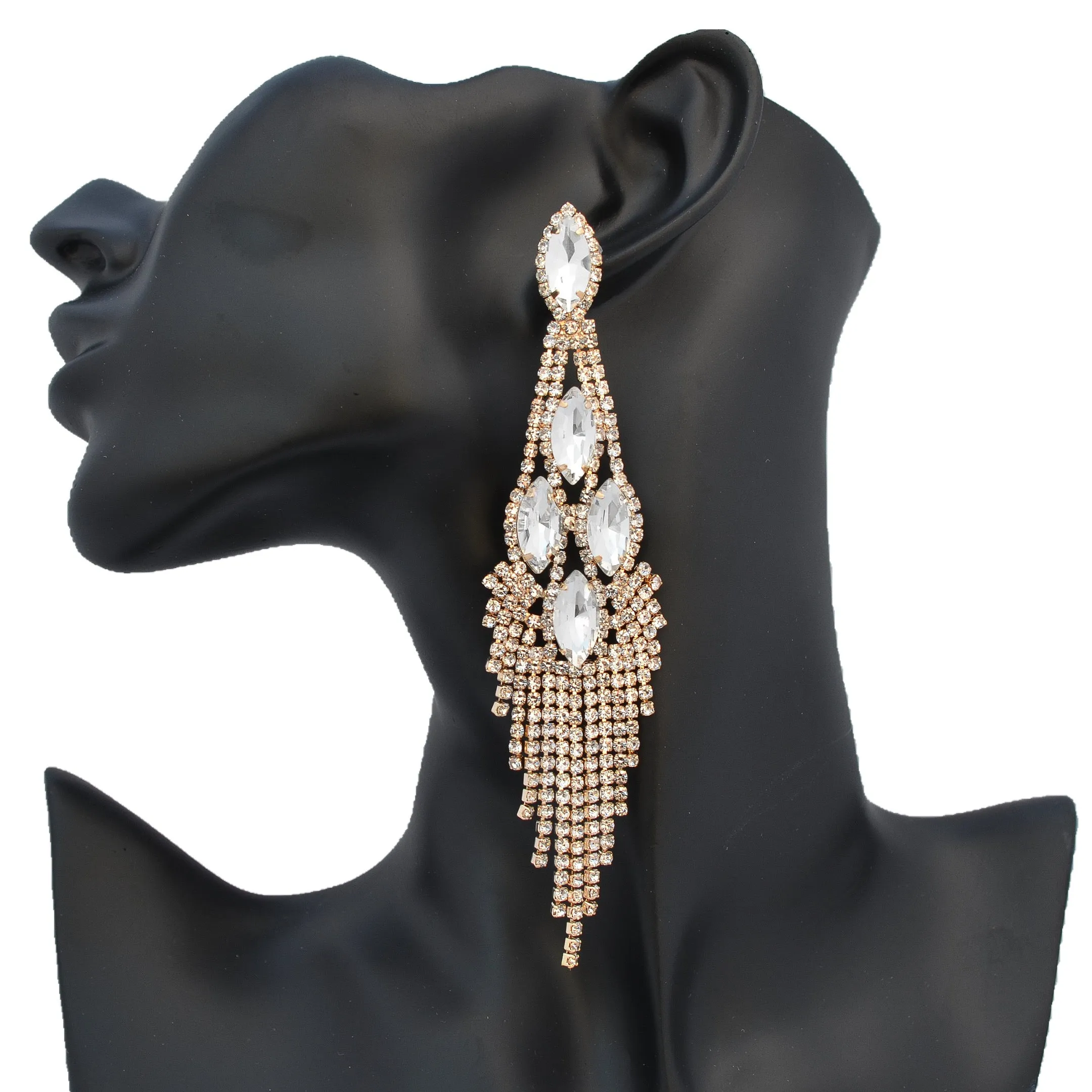 Enchanted - clear gold 4 piece marquise rhinestone jewelry set