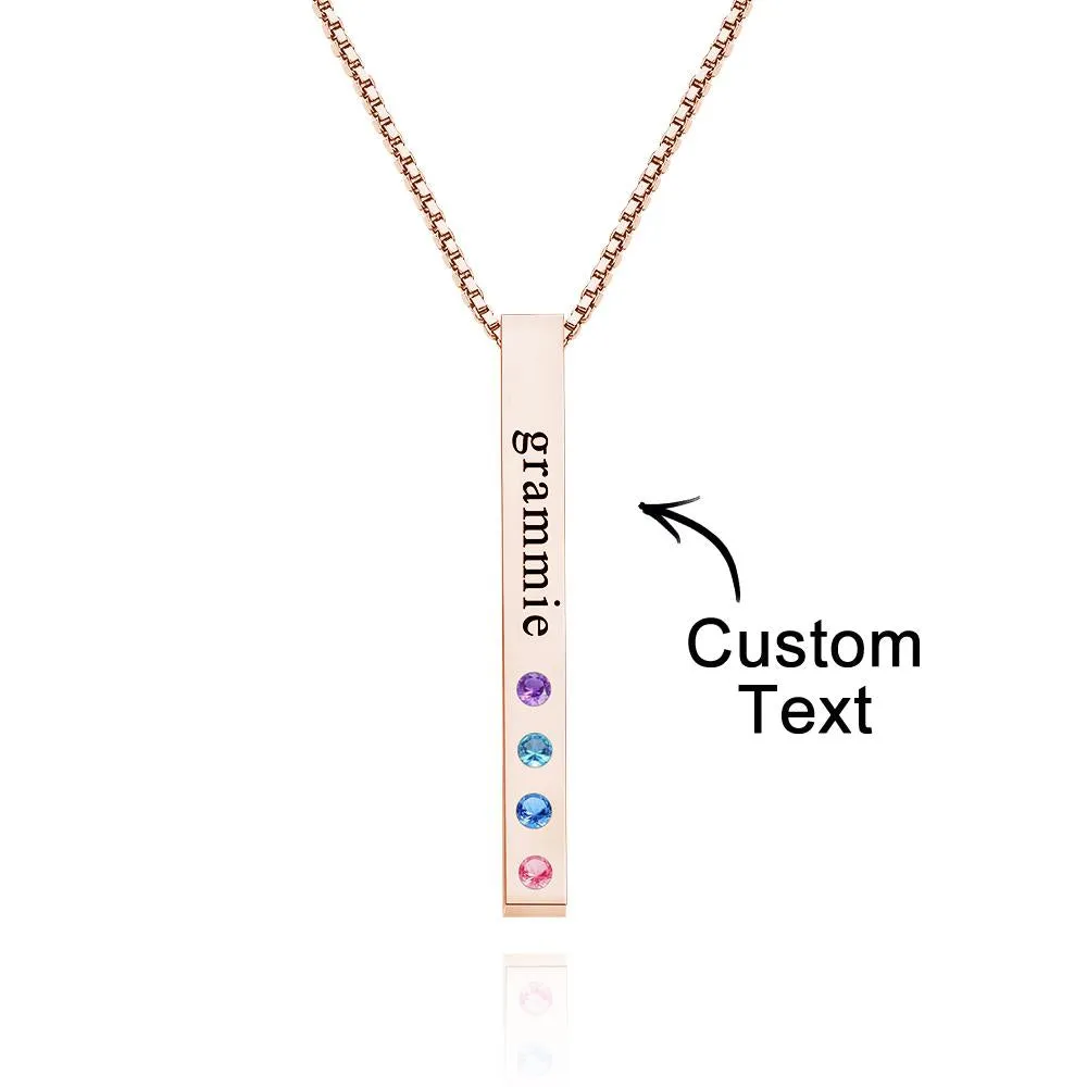 Engraved Custom Birthstone Necklace Bar Simple Gifts