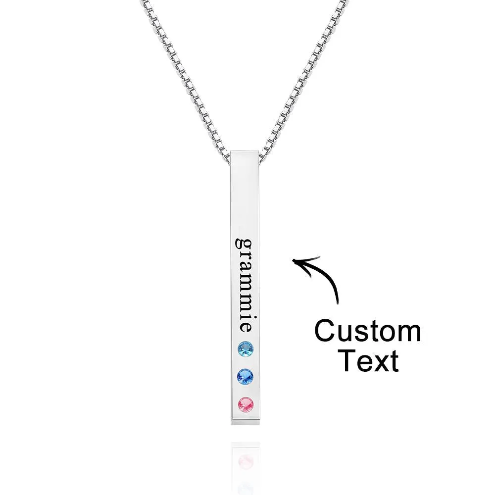 Engraved Custom Birthstone Necklace Bar Simple Gifts