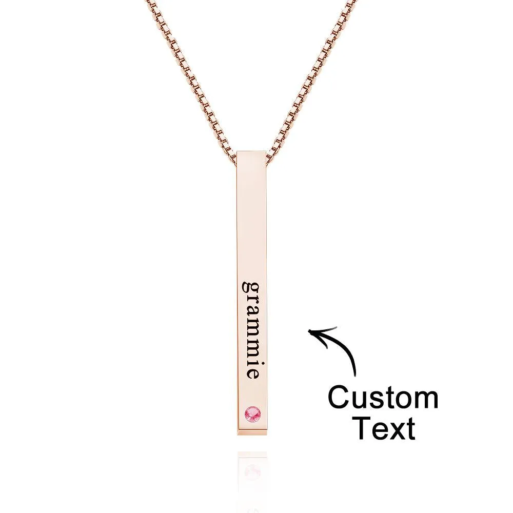 Engraved Custom Birthstone Necklace Bar Simple Gifts