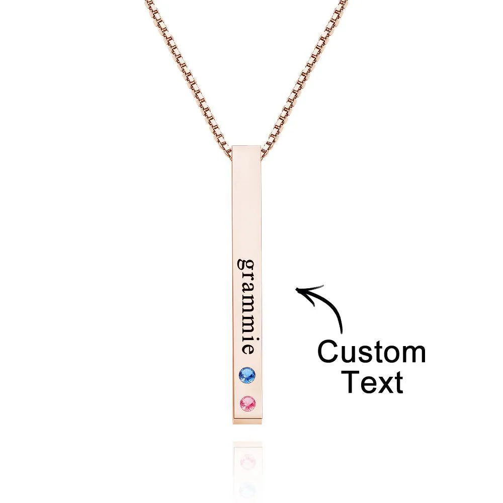 Engraved Custom Birthstone Necklace Bar Simple Gifts
