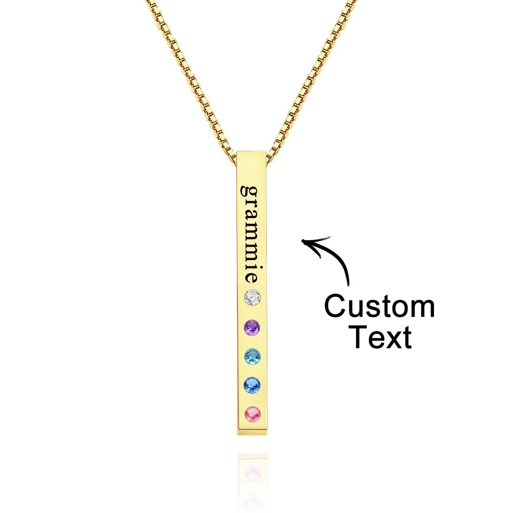 Engraved Custom Birthstone Necklace Bar Simple Gifts