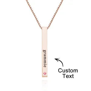 Engraved Custom Birthstone Necklace Bar Simple Gifts