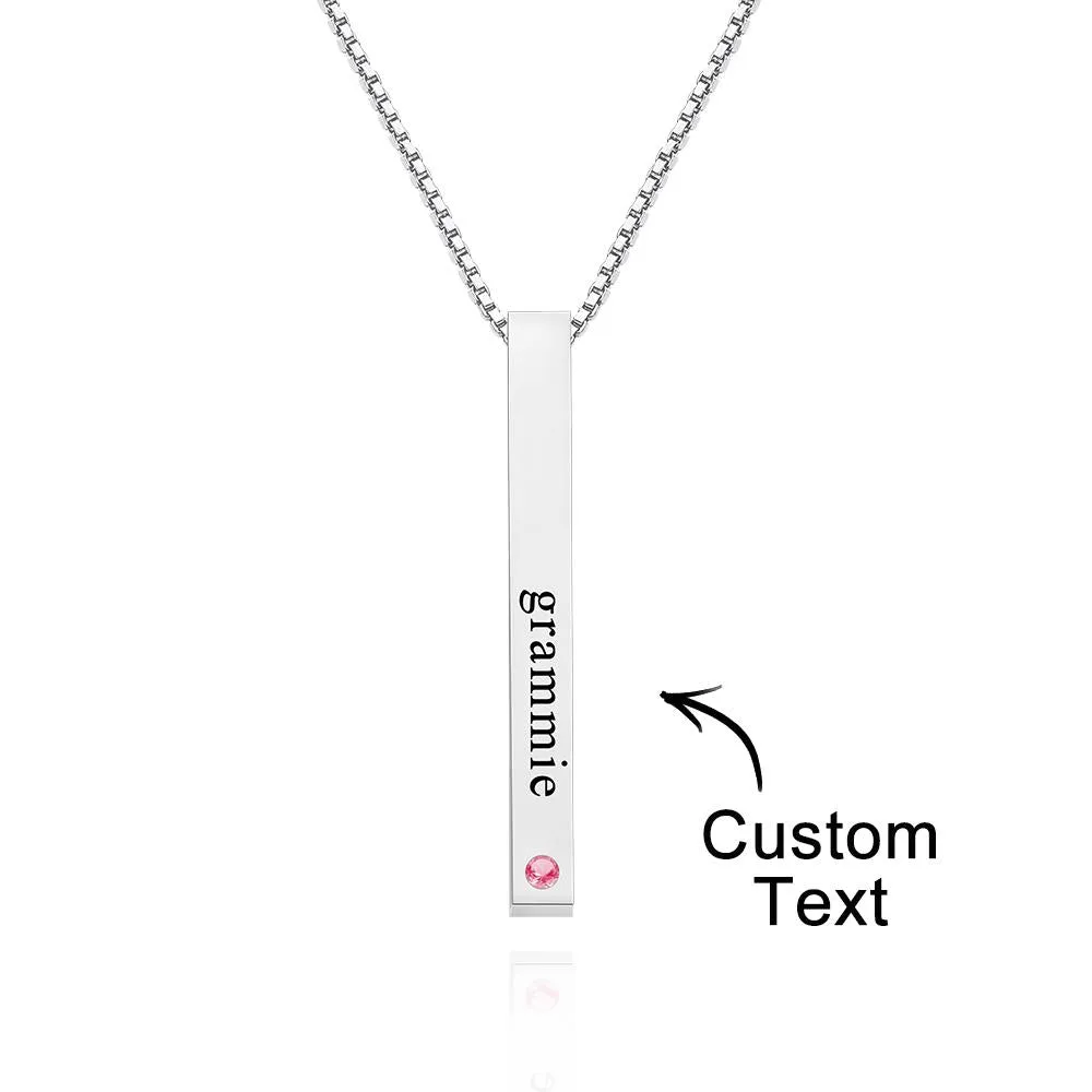 Engraved Custom Birthstone Necklace Bar Simple Gifts