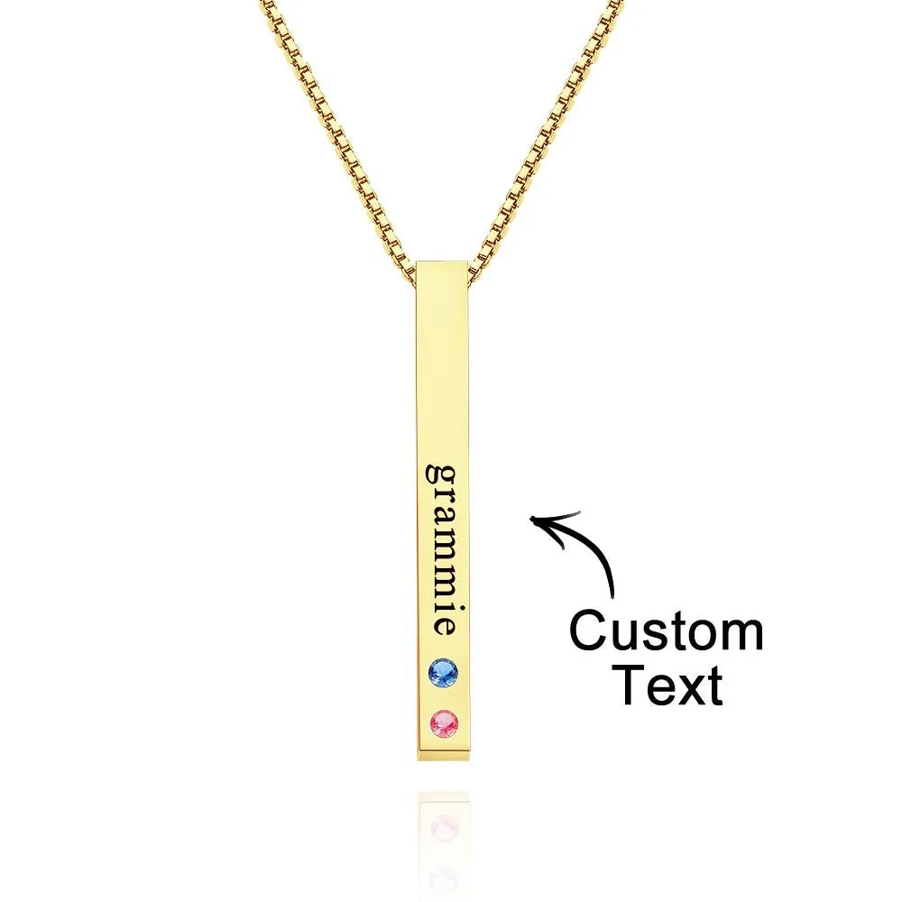 Engraved Custom Birthstone Necklace Bar Simple Gifts