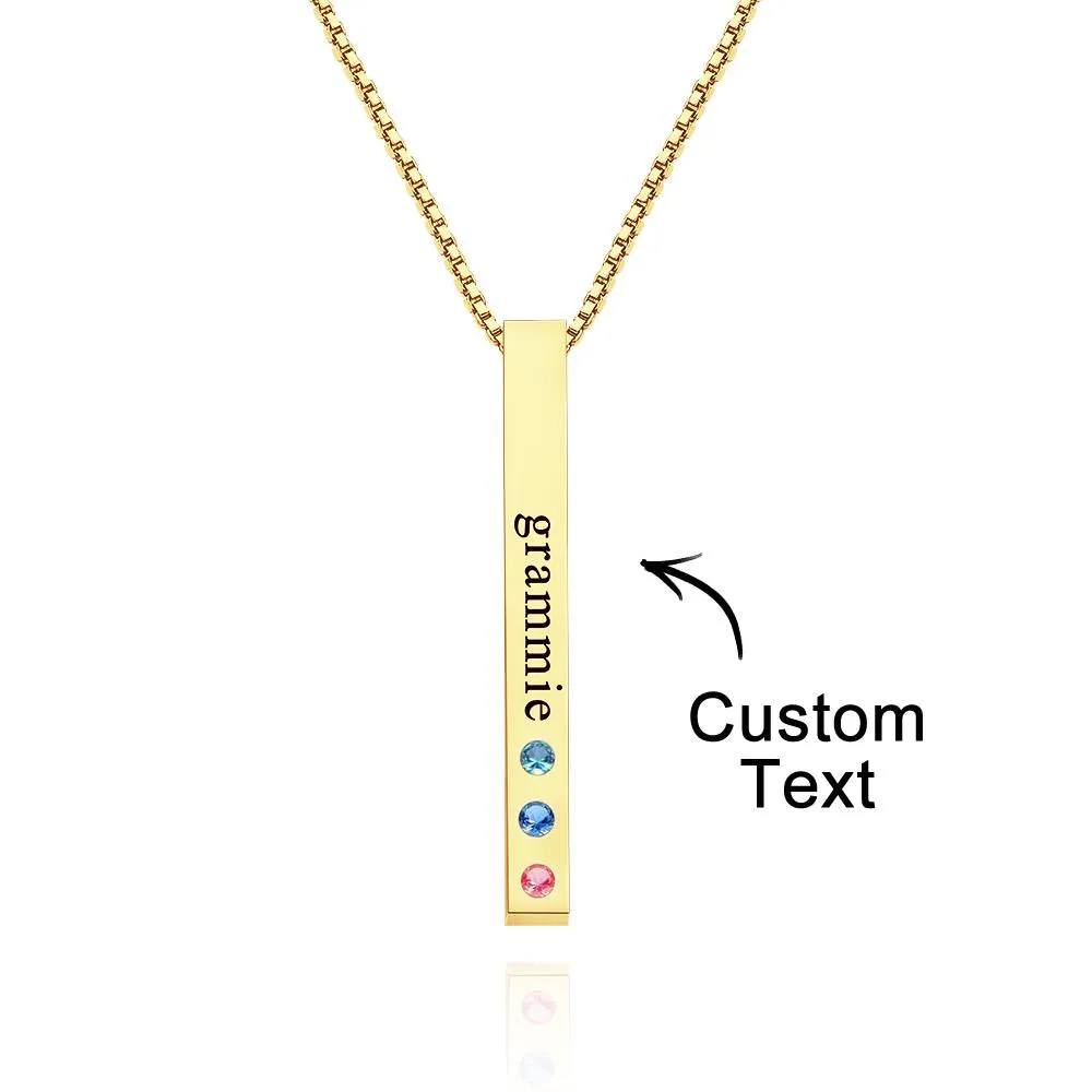 Engraved Custom Birthstone Necklace Bar Simple Gifts