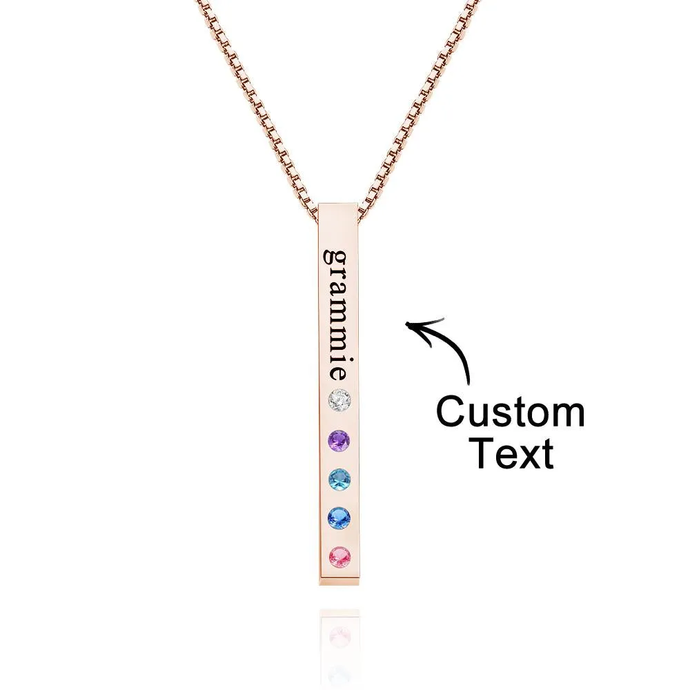 Engraved Custom Birthstone Necklace Bar Simple Gifts