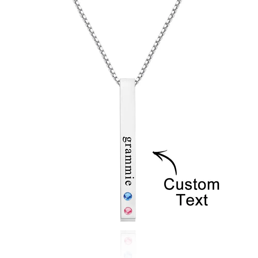 Engraved Custom Birthstone Necklace Bar Simple Gifts