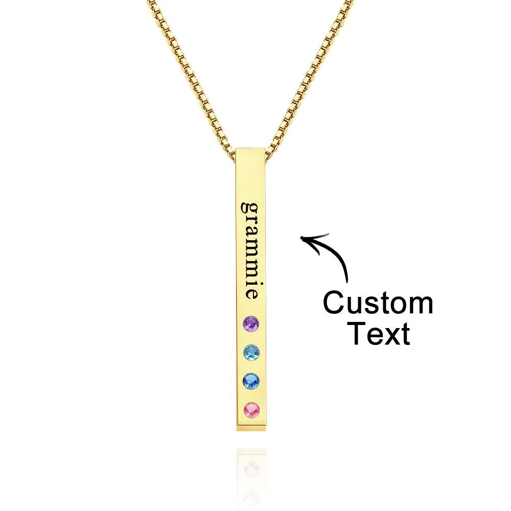 Engraved Custom Birthstone Necklace Bar Simple Gifts