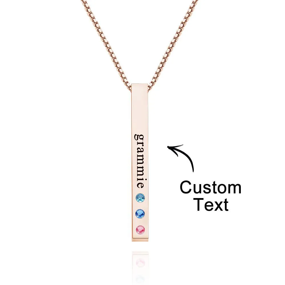 Engraved Custom Birthstone Necklace Bar Simple Gifts