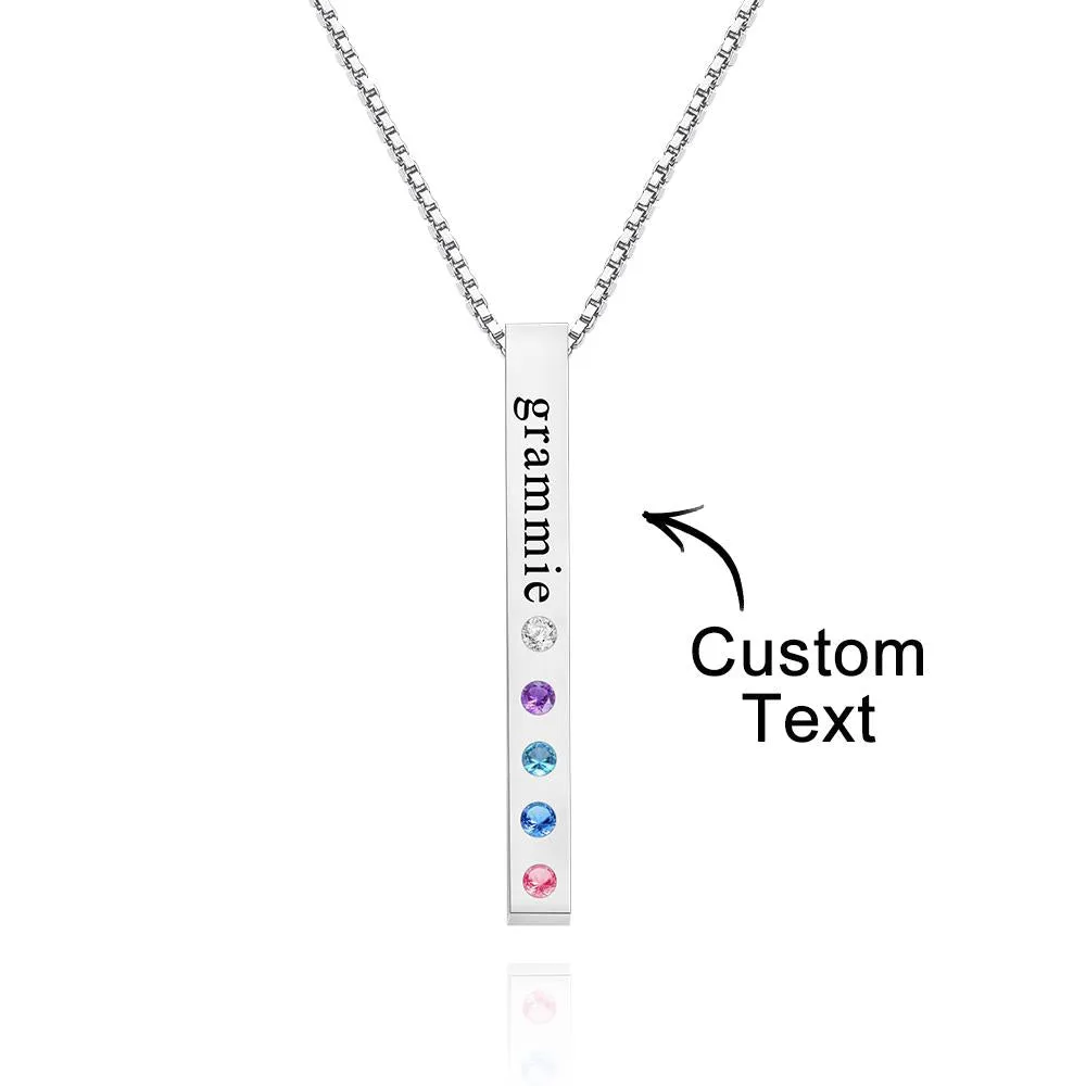 Engraved Custom Birthstone Necklace Bar Simple Gifts