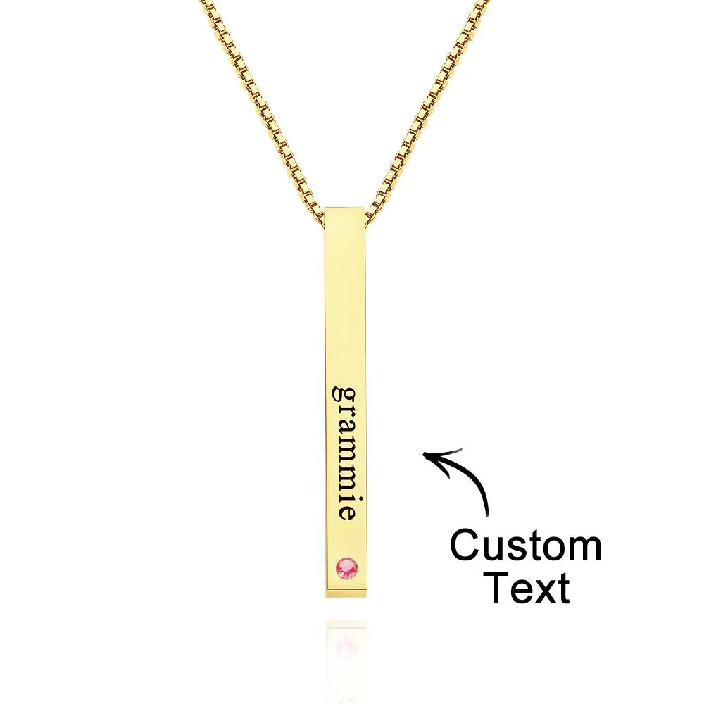 Engraved Custom Birthstone Necklace Bar Simple Gifts