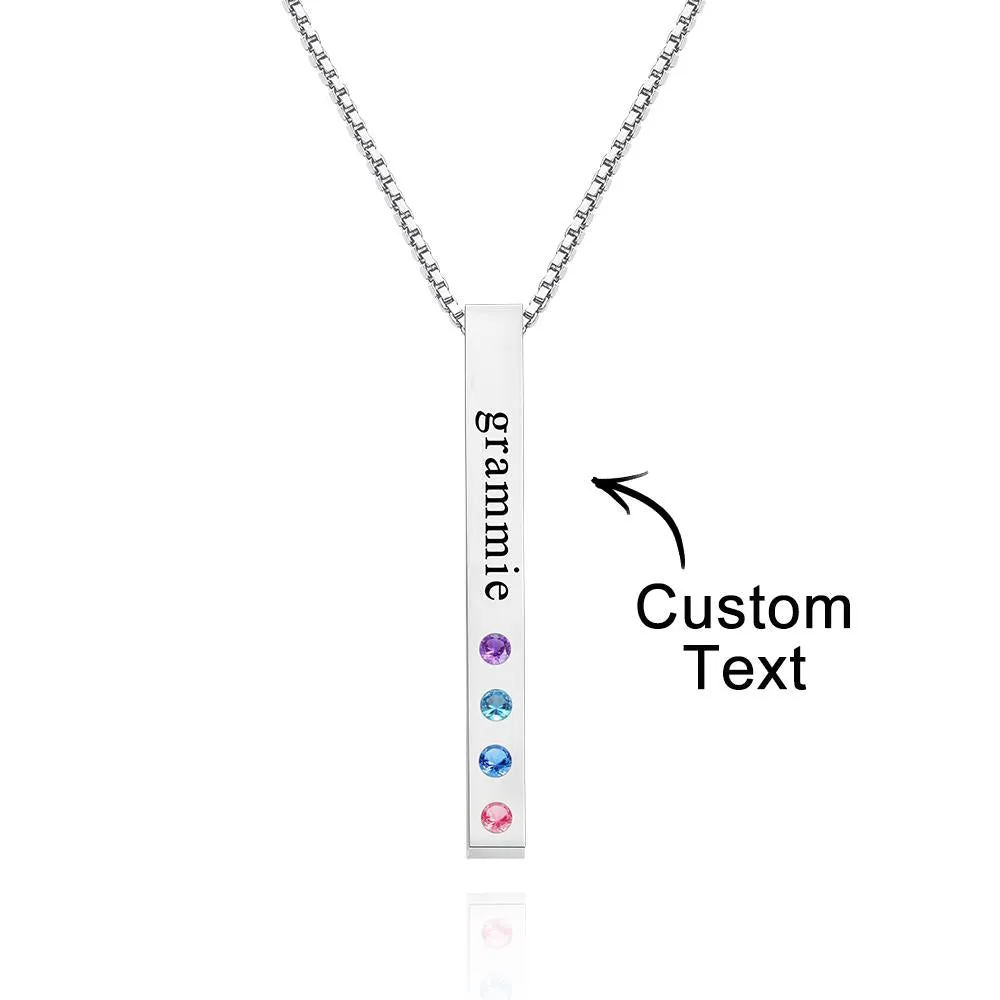 Engraved Custom Birthstone Necklace Bar Simple Gifts