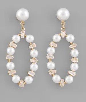 EP42776-001 Ivory/Gold Pearl/Crystal Earrings