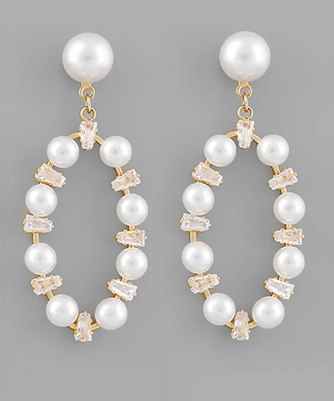 EP42776-001 Ivory/Gold Pearl/Crystal Earrings