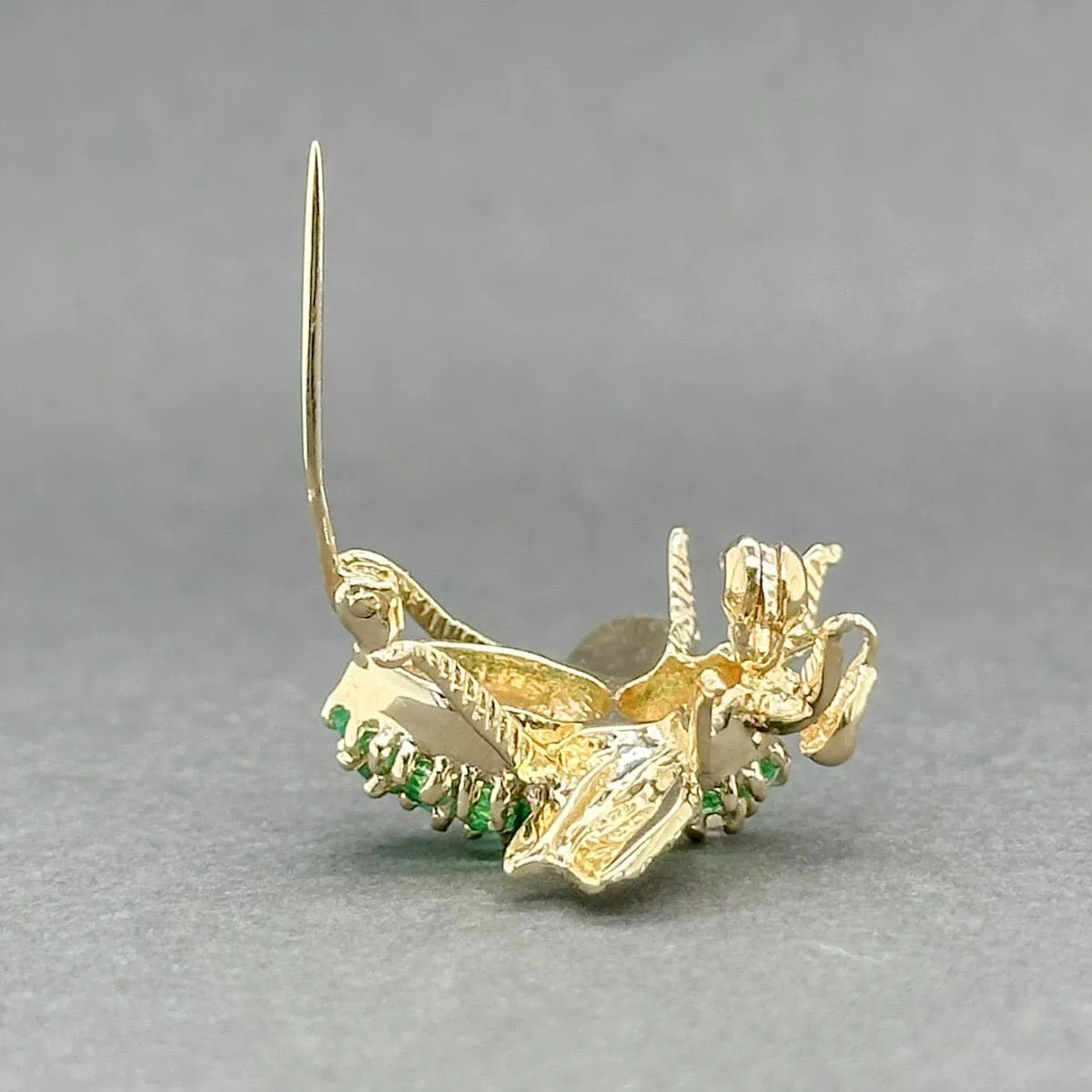 Estate 14K Y Gold 0.57ctw Emerald & 0.08ct I-J/I1 Diamond Bee Pin
